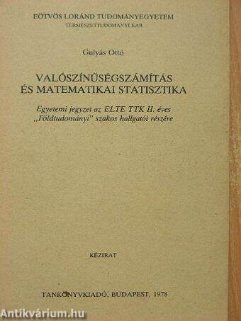 Valószínűségszámítás és matematikai statisztika