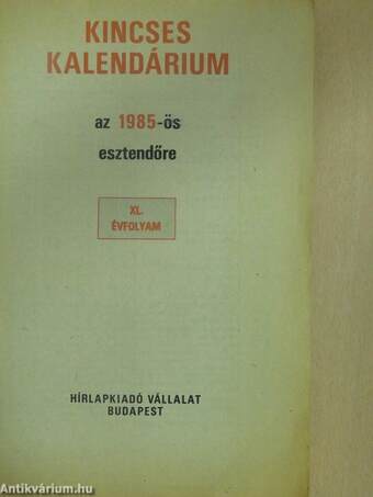 Kincses Kalendárium 1985