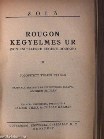 Rougon kegyelmes ur I-IV./Concourt Edmond és Jules