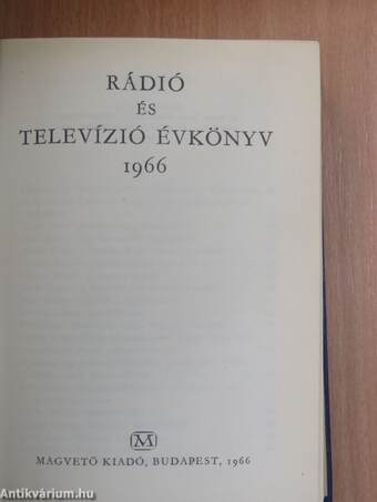 Rádió és Televízió évkönyv 1966