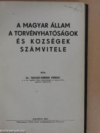 A magyar állam a törvényhatóságok és községek számvitele