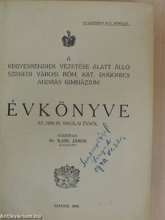 A kegyesrendiek vezetése alatt álló szegedi városi róm. kat. Dugonics András Gimnázium Évkönyve az 1939-1944. iskolai évről/Emléklapok a magyar piarista iskolák háromszázéves jubileumára