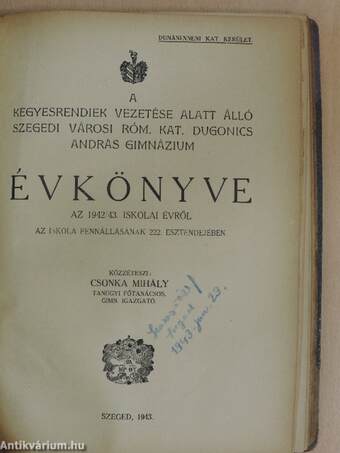 A kegyesrendiek vezetése alatt álló szegedi városi róm. kat. Dugonics András Gimnázium Évkönyve az 1939-1944. iskolai évről/Emléklapok a magyar piarista iskolák háromszázéves jubileumára