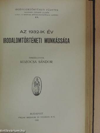 9 füzet az "Irodalomtörténeti Füzetek" sorozatból