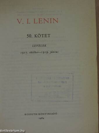 V. I. Lenin összes művei 50.