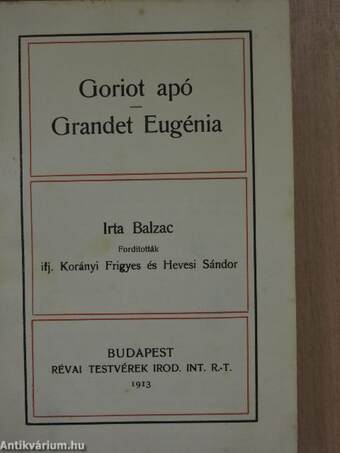 Goriot apó/Grandet Eugénia