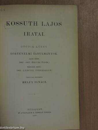 Kossuth Lajos iratai V.