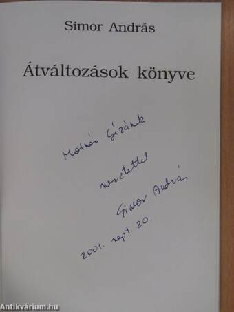 Átváltozások könyve (dedikált példány)