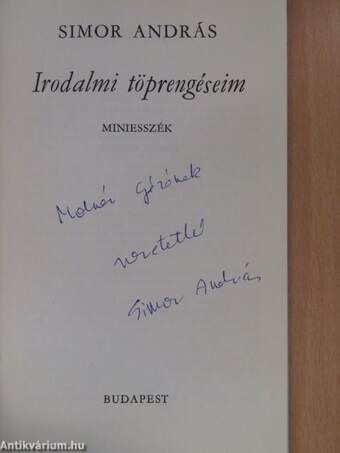 Irodalmi töprengéseim (dedikált, számozott példány)