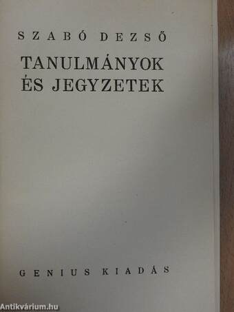 Tanulmányok és jegyzetek