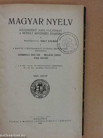 Magyar Nyelv 1928. január-december