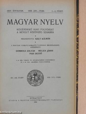 Magyar Nyelv 1928. január-december