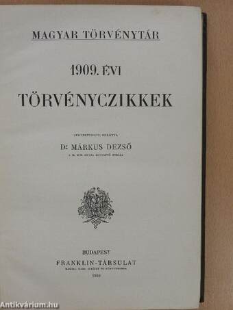 1909. évi törvényczikkek