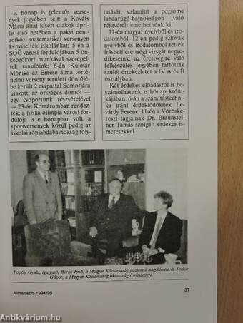 A Pozsonyi Magyar Gimnázium és Alapiskola almanachja 1994/1995