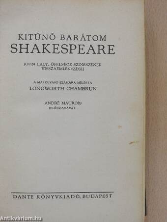 Kitűnő barátom, Shakespeare