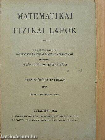 Matematikai és fizikai lapok 1928. július-december