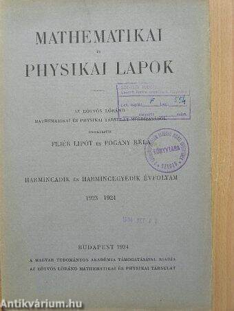 Mathematikai és physikai lapok 1923-1924