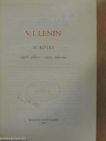 V. I. Lenin összes művei 37.