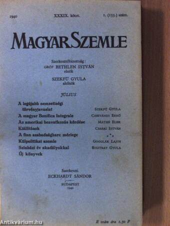 Magyar Szemle 1940. január-december I-II.