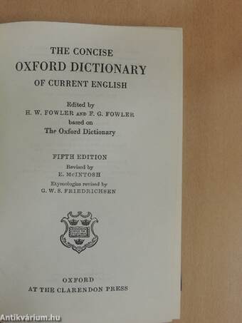 The Concise Oxford Dictionary of Current English