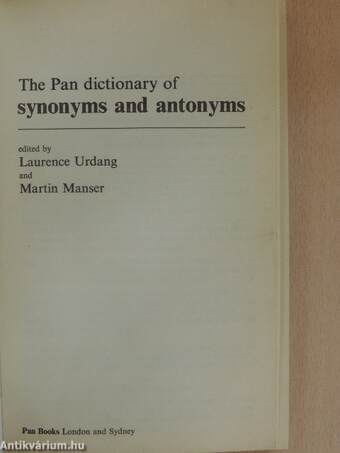 The Pan Dictionary of Synonyms and Antonyms