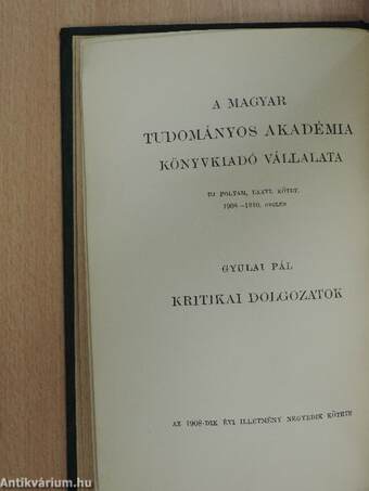 Kritikai dolgozatok 1854-1861