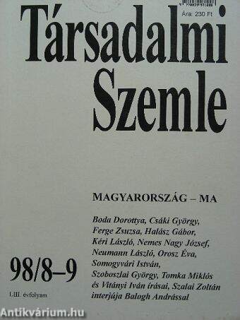 Társadalmi Szemle 1998. augusztus-szeptember