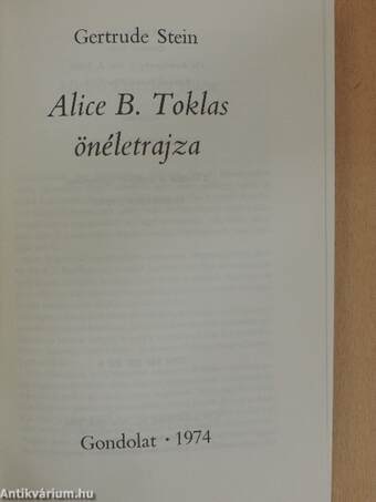 Alice B. Toklas önéletrajza