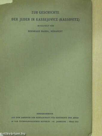 Zur Geschichte der Juden in Kassejovicz (Kassovitz)