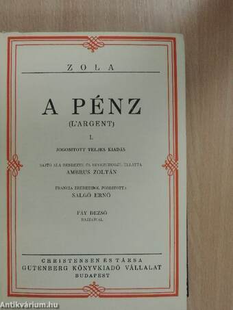 A pénz I-III.