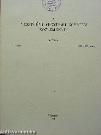 A Veszprémi Vegyipari Egyetem közleményei 6. kötet 4. füzet