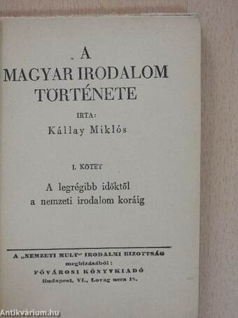 A magyar irodalom története I.