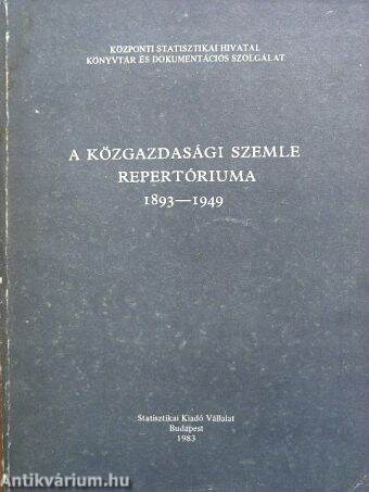 A Közgazdasági Szemle repertóriuma 1893-1949