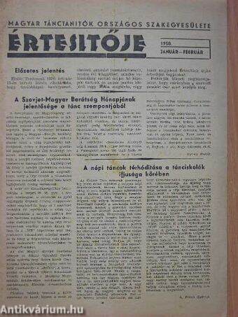 Magyar Tánctanítók Országos Szakegyesülete Értesítője 1950. január-február