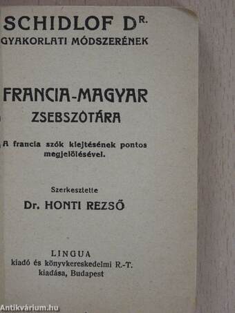 Schidlof Dr. gyakorlati módszerének magyar-francia/francia-magyar zsebszótára