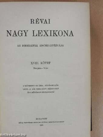 Révai nagy lexikona 18. (töredék)