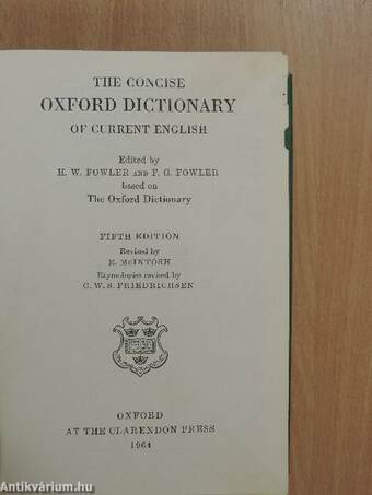 The Concise Oxford Dictionary of Current English