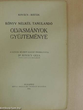 Könyv nélkül tanulandó olvasmányok gyüjteménye