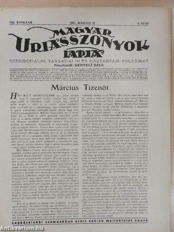 Magyar Uriasszonyok Lapja 1931. március 10.