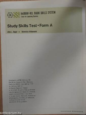 Study Skills Test - Form A