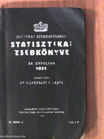 Budapest Székesfőváros Statisztikai Zsebkönyve 1931.