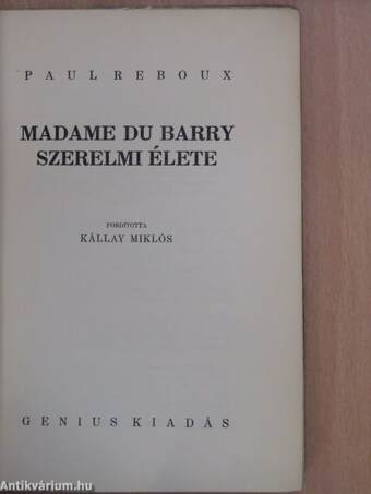 Madame du Barry szerelmi élete