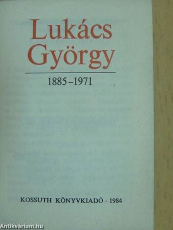 Lukács György 1885-1971 (minikönyv)