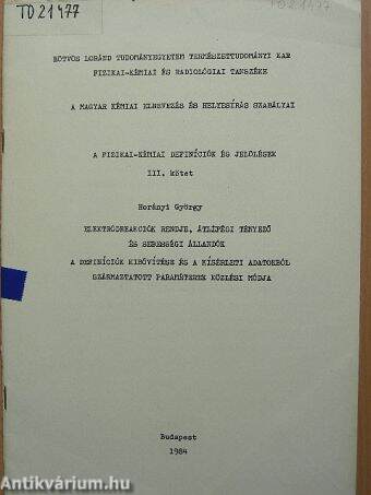 A fizikai-kémiai definíciók és jelölések III.