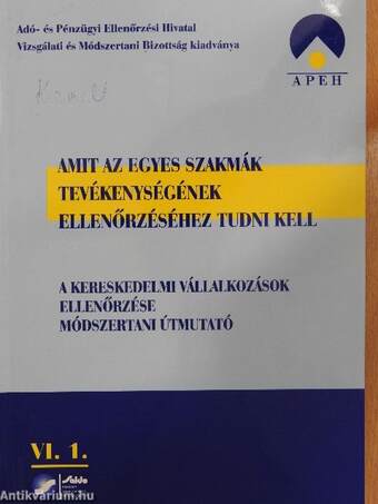 A kereskedelmi vállalkozások ellenőrzése módszertani útmutató