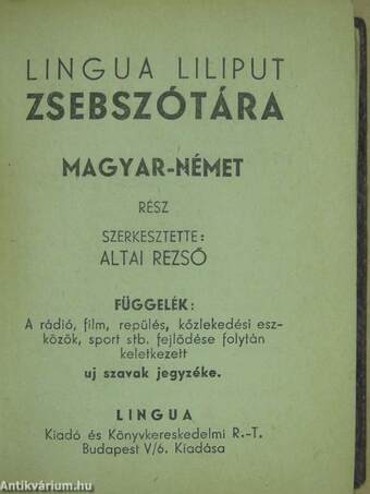 Lingua Liliput Zsebszótára - Magyar-német rész (minikönyv)