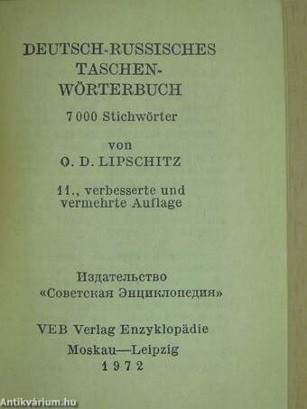 Deutsch-Russisches Taschenwörterbuch (minikönyv)