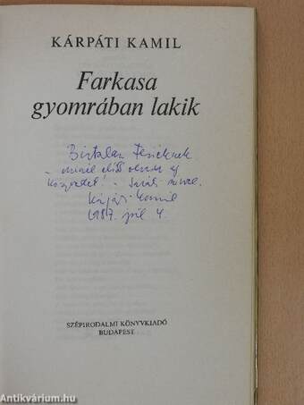 Farkasa gyomrában lakik (dedikált példány)