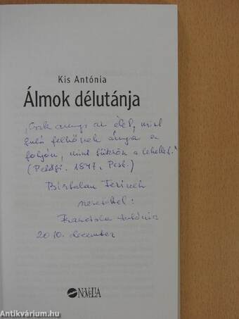 Álmok délutánja (dedikált példány)