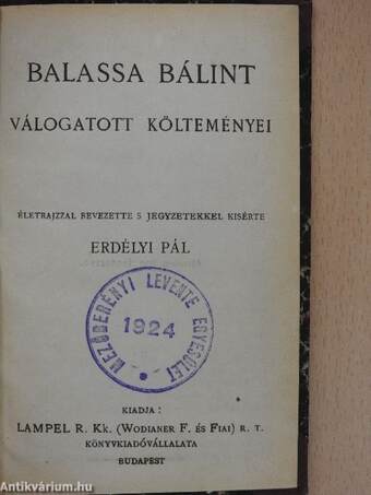 Balassa Bálint válogatott költeményei